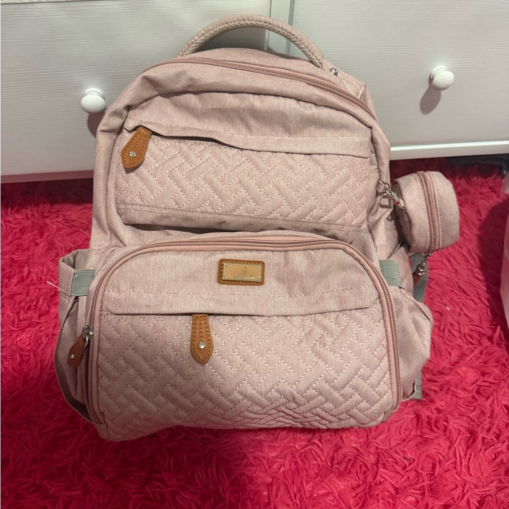 Pink Quilted Baby Bag Backpack - Stylish Everyday Bag